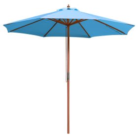 9FT Patio Wooden Umbrella, Blue
