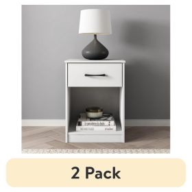 (2 pack)Nightstand with 1 Drawer, White