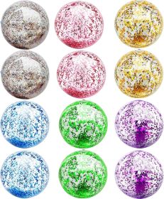 12 Pack Inflatable Beach Balls Bulk 16" Glitters Pool Toys Balls for Pool, Beach